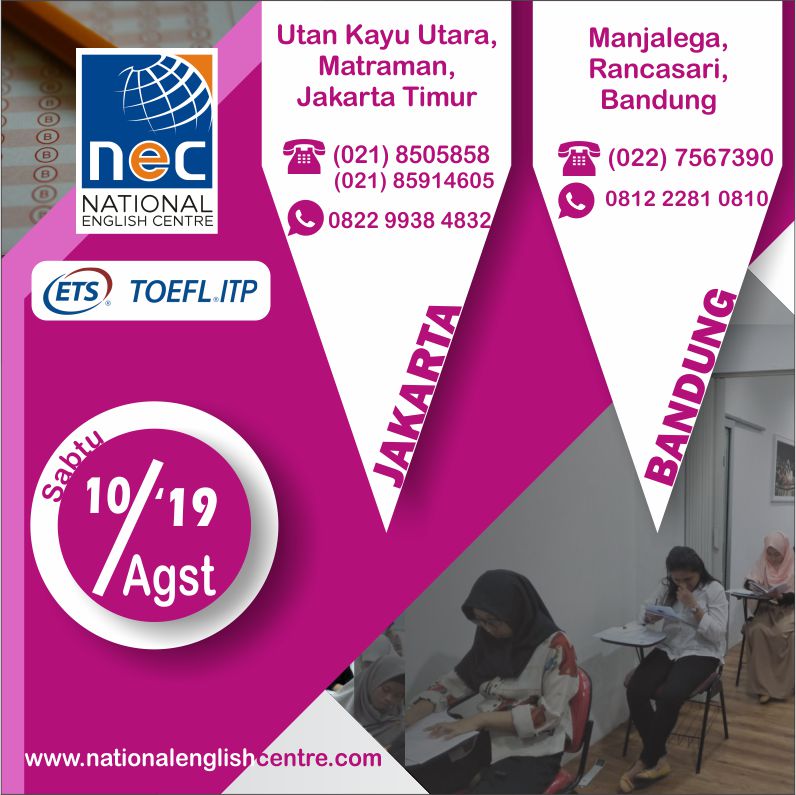 Read more about the article Jadwal Tes TOEFL ITP Bulan Agustus 2019