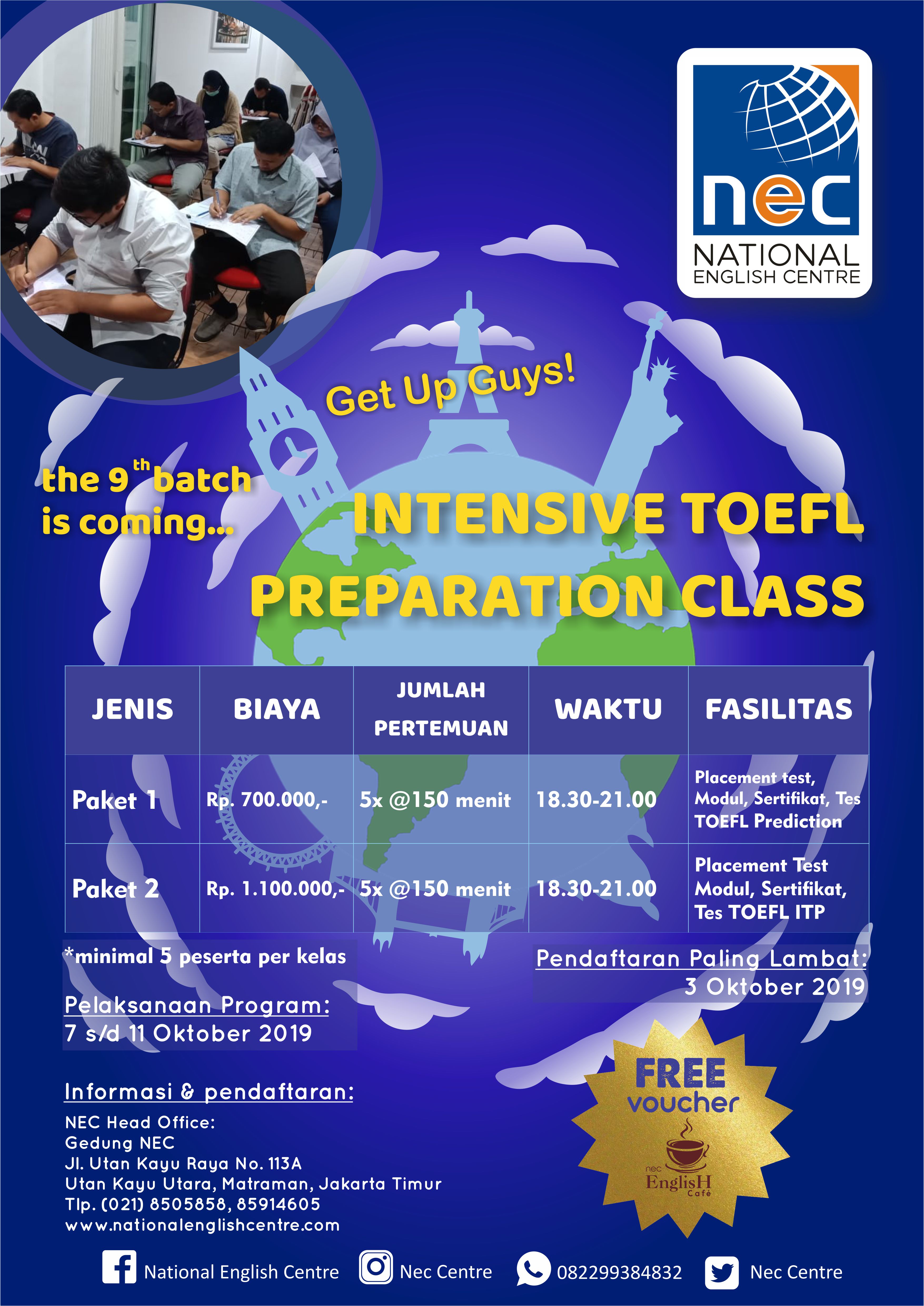 Read more about the article Kursus Persiapan TOEFL Bulan Oktober 2019